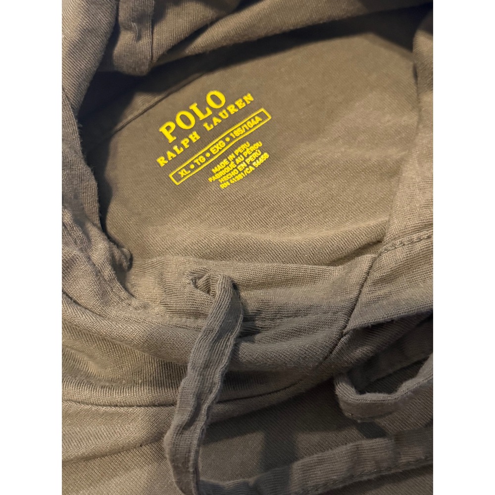 Polo Ralph Lauren Mens XL Hoodie Long Sleeve T-Shirt Olive Green Red Pony Cotton - Picture 4 of 7